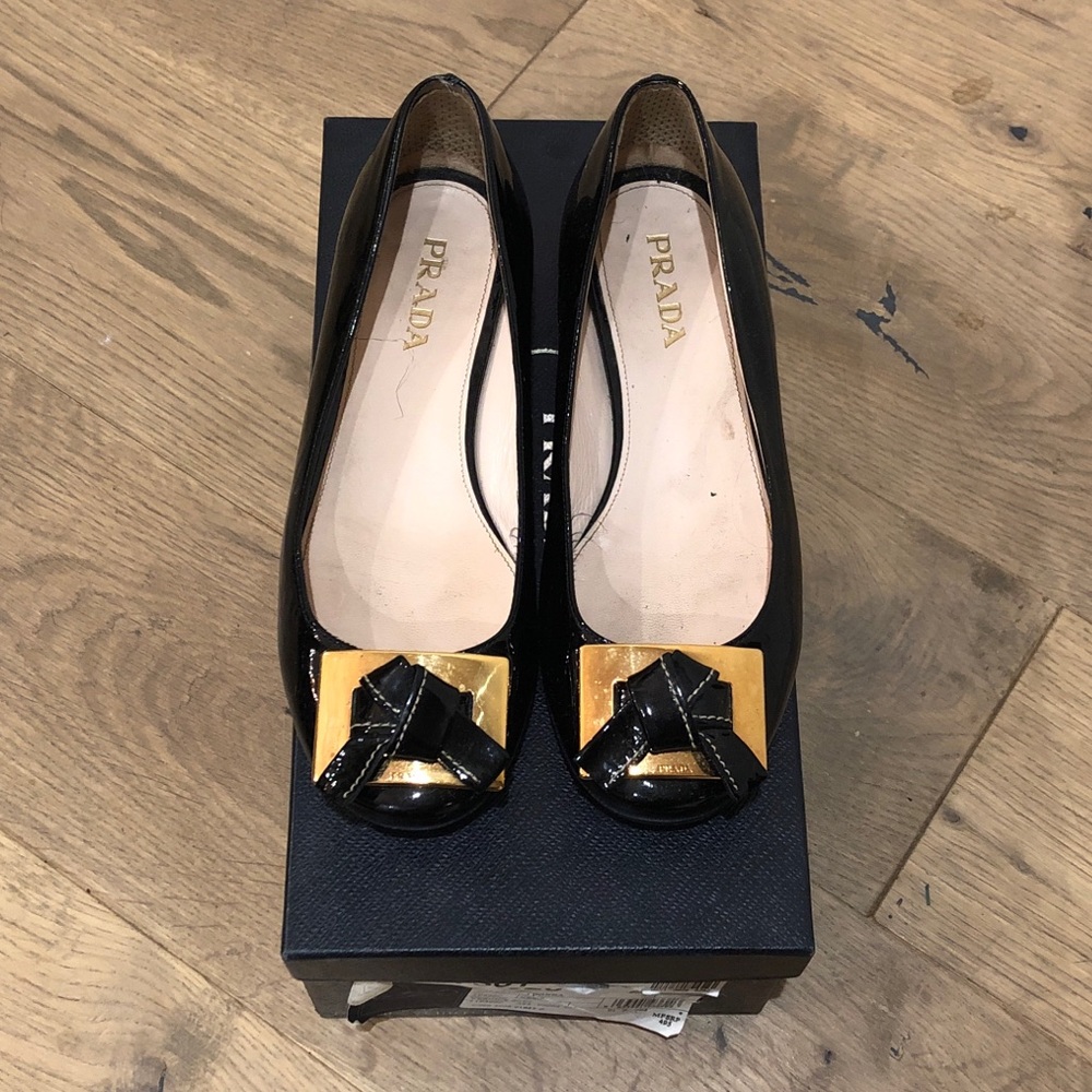 Prada Vernice Soft patent black ballerina flat